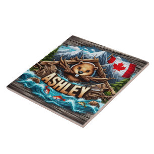 Carreau Branches canadiennes de castor par Riverbank