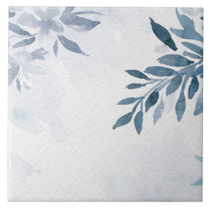 Carreau Branches d'aquarelle bleu ardoise