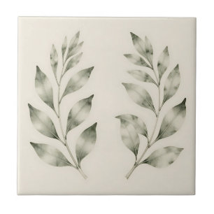 Carreau Branches de laurier à l'aquarelle élégante