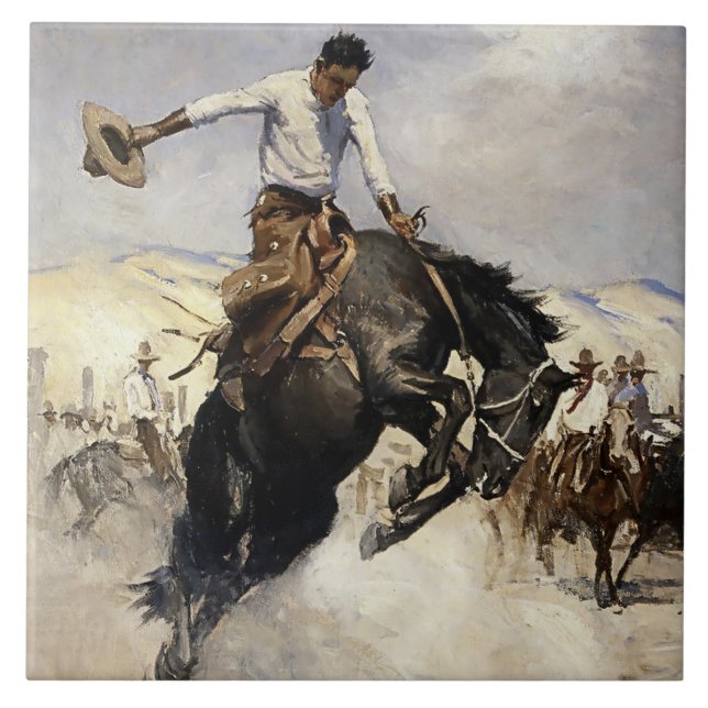 Carreau "Breezy Riding" Western Art par WHD Koerner (Devant)
