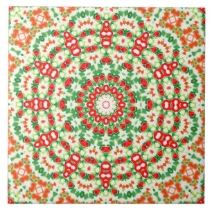 Carreau Bright Orange Green à la mode Bandana Shawl