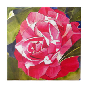 Carreau Bright pink Camellia watercolor art flower