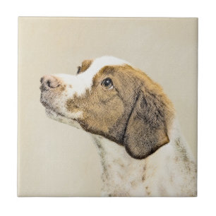 Carreau Brittany Peinture - Cute Original Chien Art