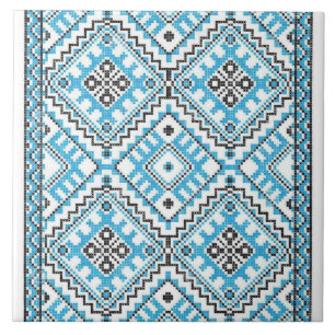 Carreau Broderie de bleu de Vyshyvanka d'Ukrainien