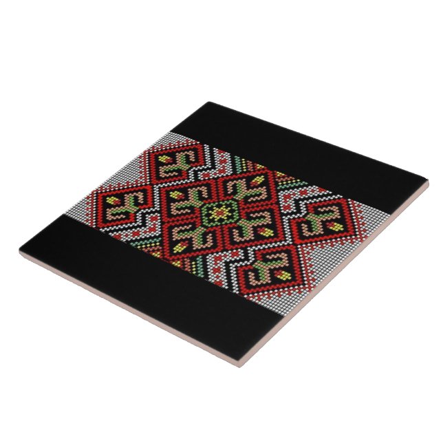 Carreau Broderie de Vyshyvanka Rushnyk d'Ukrainien (Côté)