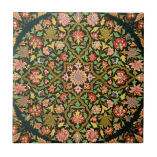 Carreau Broderie florale indienne vintage colorée Imprimer