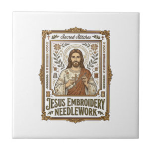 Carreau Broderie Jésus Travail à l'aiguille Jésus Broderie