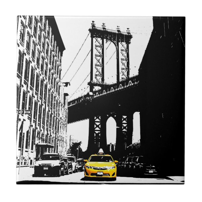 Carreau Brooklyn Bridge New York City Ny Nyc Taxi jaune (Devant)
