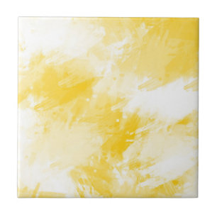 Carreau Brosse Abstraite jaune et blanche