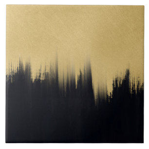 Carreau Brosse moderne traits Gold Black Design