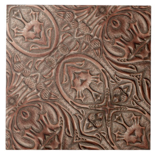 Carreau Brown Cowboy Russe Western Country Leather Imprime