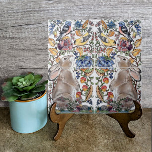 Carreau Brown lapin lapin Bird Joli design Jacobean