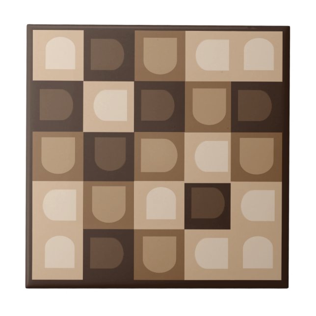 Carreau Brown moderne Boho Arch Motif Aztèque géométrique (Devant)