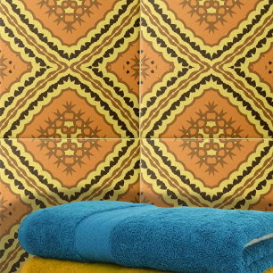 Carreau Brown Yellow Oriental Mosaic Motif géométrique
