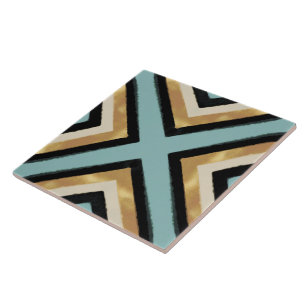 Carreau Brush de pinceau d'or noir Triangles