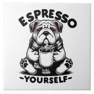 Carreau Bulldog au café chaud espresso