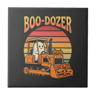 Carreau Bulldozer fantôme de Halloween Boo-Dozer Citrouill