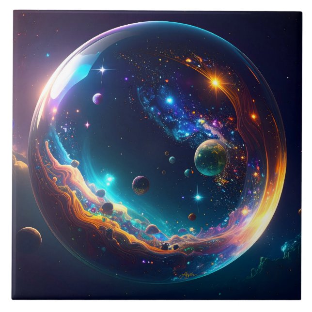 Carreau Bulle cosmique Galaxie Imaginaire Art (Devant)