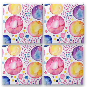 Carreau Bulles d'aquarelle rose et violet