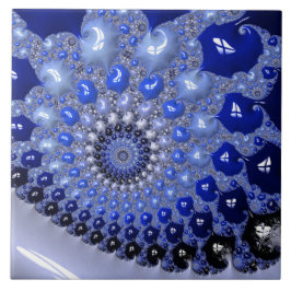 Carreau Bulles fractales Ombre Bleu Abstrait