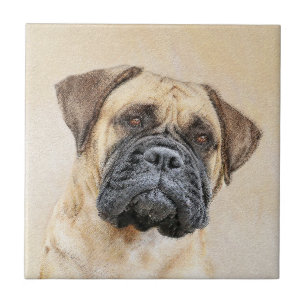 Carreau Bullmastiff Peinture - Joli chien d'origine art