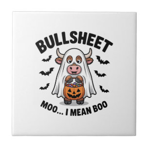 Carreau BULLSHEET Halloween Vache mignonne en fantôme