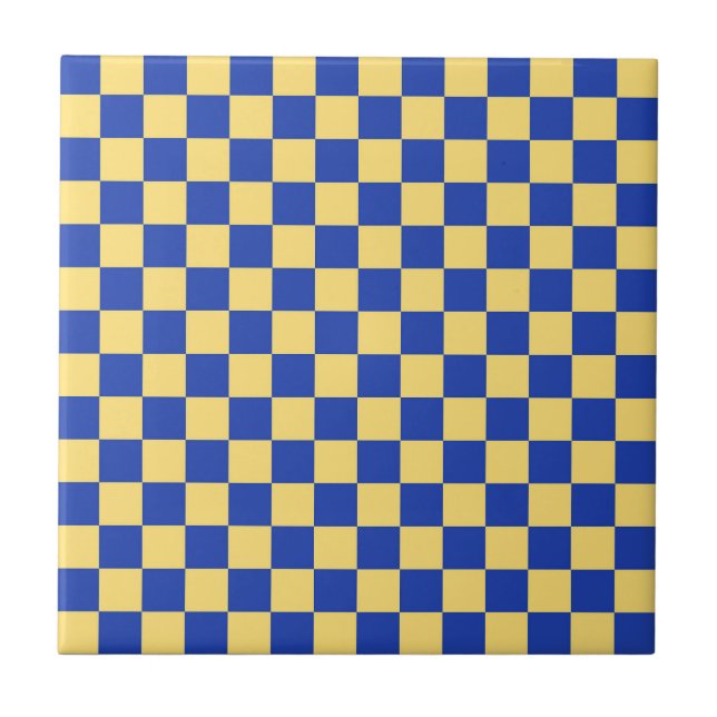 Carreau Butter yellow and blue checkered board pattern (Devant)