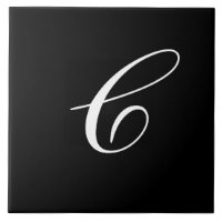 C Monogramme initial blanc sur noir