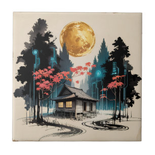 Carreau Cabane au Clair de Lune, Art de la Forêt Japonaise