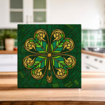 Cabot à quatre feuilles - Mosaïque verte et or