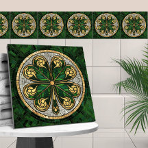 Cabot à quatre feuilles - Or, perle de Malachite