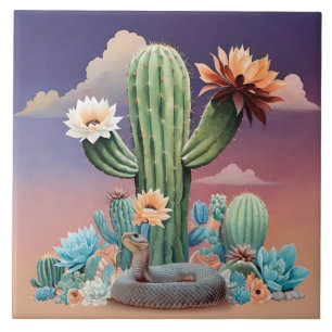 Carreau Cactus Blossoms Scene Sud-Ouest Crotale