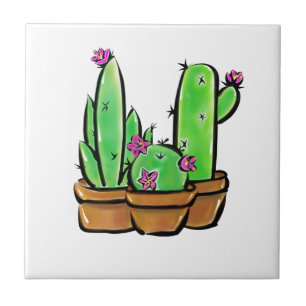 Carreau Cactus cactées succulentes de fête mignonnes 