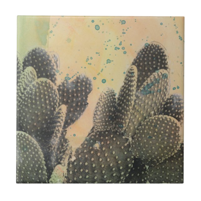 Carreau Cactus du désert | Plat vert (Devant)