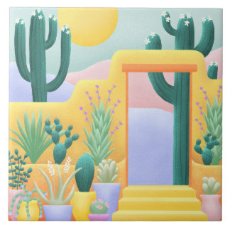 Carreau Cactus Garden Paysage du désert du sud-ouest