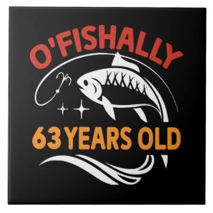 Carreau Cadeau d'anniversaire drôle de 63 ans papa pêcheur