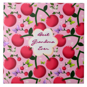 Carreau Cadeau personnalisé motif cerisier floral rose vif