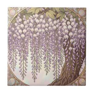Carreau Cadre doré floral Art Nouveau Wisteria
