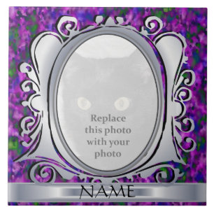 Carreau Cadre photo couleur violet argenté avec mosaïque d