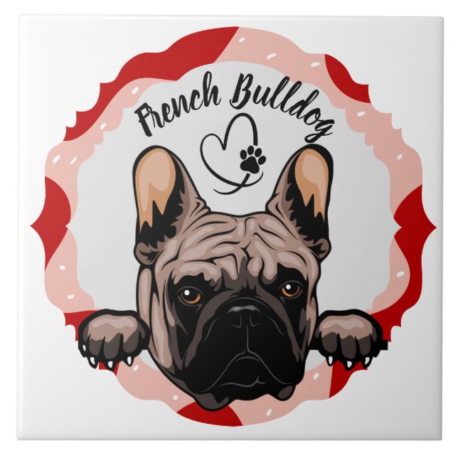 Carreau Cadre photo motif customisé Bulldog (Devant)