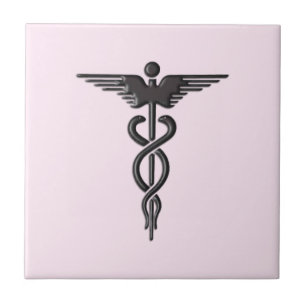 Carreau Caducée Médicale rose