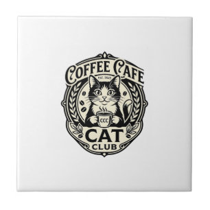 Carreau Café Café Chat Drôle Chat Graphique - Café Café Ch