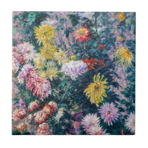 Carreau Caillebotte - Chrysanthèmes blancs et jaunes