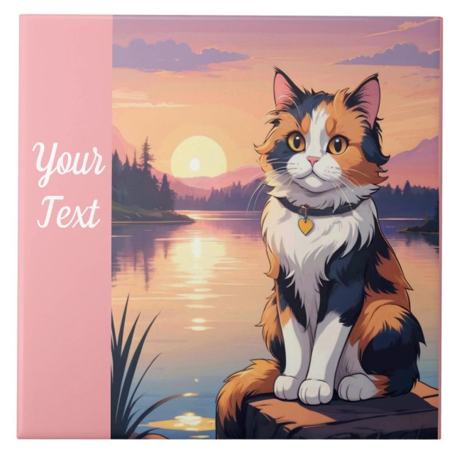 Carreau Calico Cat par le lac (Devant)