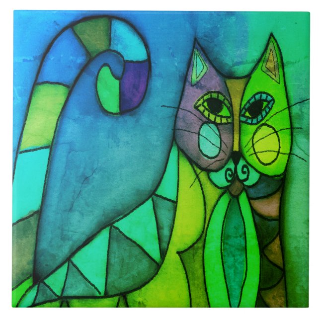 Carreau Calico Cat peinture numérique Abstraite (Devant)