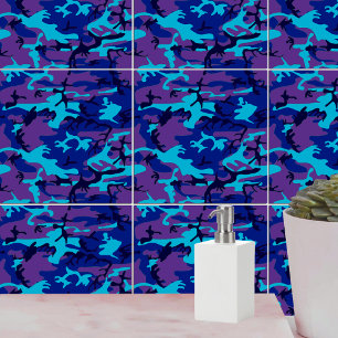Carreau Camouflage bleu foncé et Motif violet