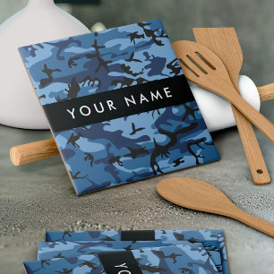 Carreau Camouflage bleu marine Votre nom Personnalisez
