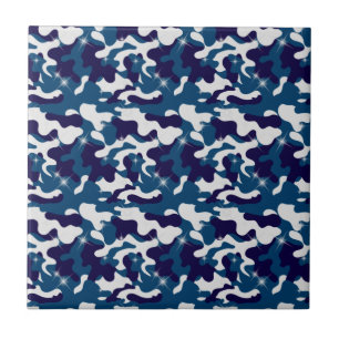 Carreau Camouflage Étoiles Bleu Blanc Camo Armée Soldat