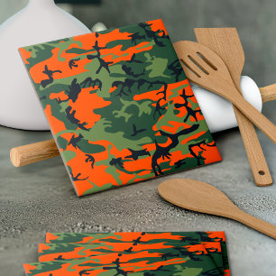 Carreau Camouflage orange et vert, Militaire, Armée