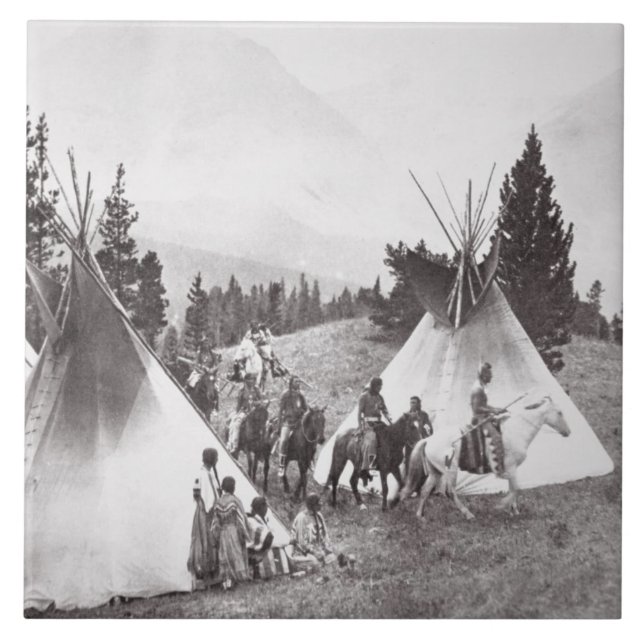 Carreau Camp de Teepee de Natif américain, Montana, c.1900 (Devant)